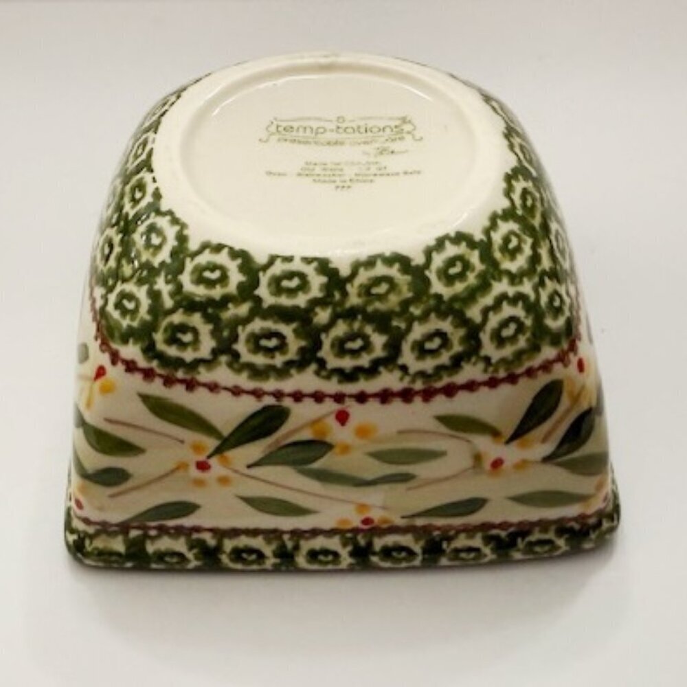 Temp-Tations by Tara Old World Green 6" Square Bowl w/ Lid Bakeware 1.0 Qt. - Picture 6 of 7
